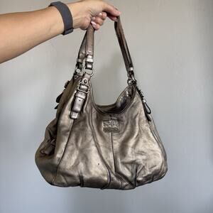 COACH Madison Maggie Leather Shoulder Bag- Gold Metallic DAMAGED SEE PHOTOS